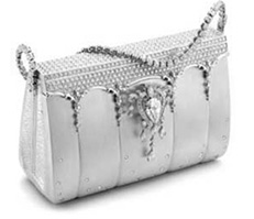 Expensive handbag entirely made up of platinum, and studded with more than 2,000 diamonds