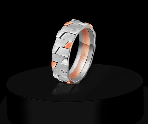 Platinum Dual Tone Geometric Ring for men