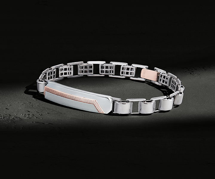The Platinum Faceted Centerpiece Bracelet for men