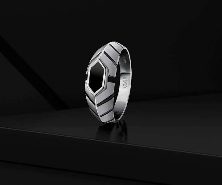 Buy Platinum Hexagon Ring for men