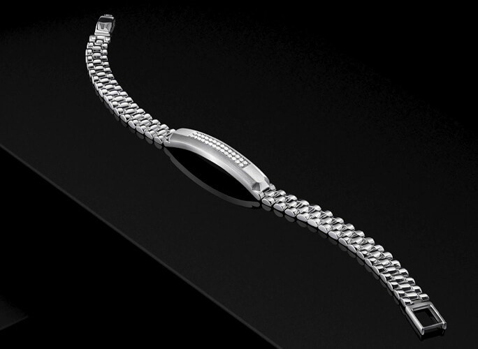 Naturally white platinum embellished bracelet for men