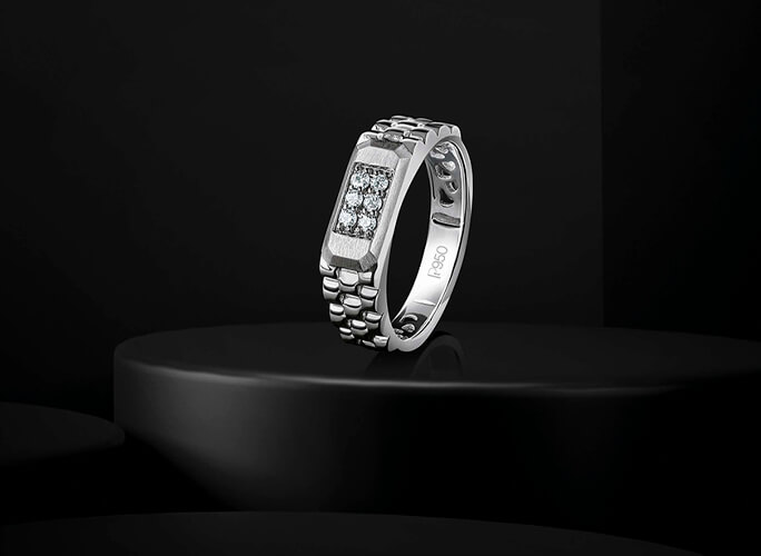 The Platinum Embellished Angular Ring for men
