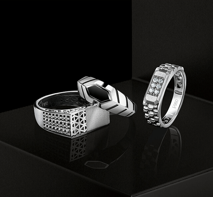 A Set of three elegant platinum rings for men