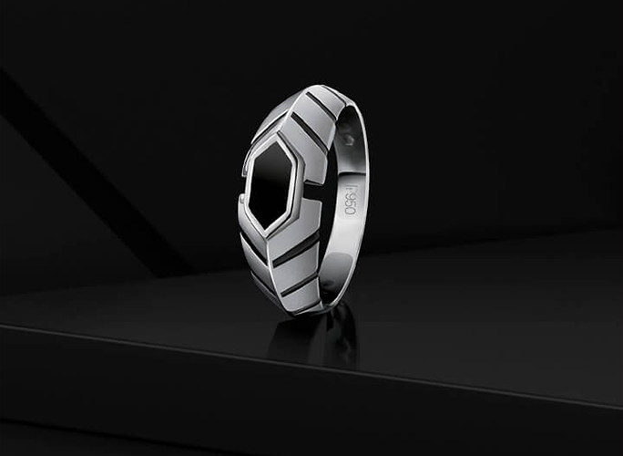 The Platinum Hexagon Ring for men