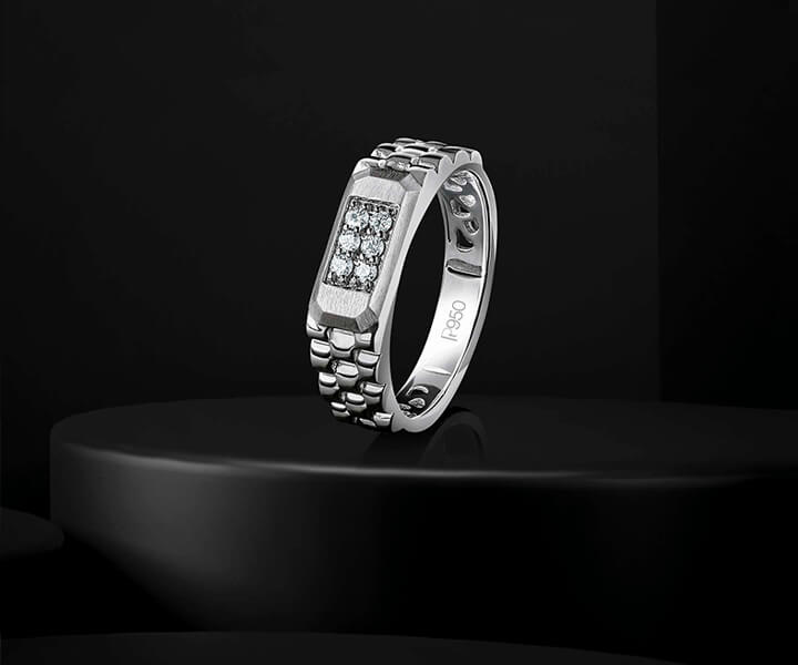 Designer Platinum Wedding Ring with Single Round Diamond and Satin Finish |  6mm - MB0194 – Mens Wedding Rings