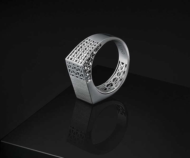 Buy Textured Platinum Ring for Men Online | ORRA