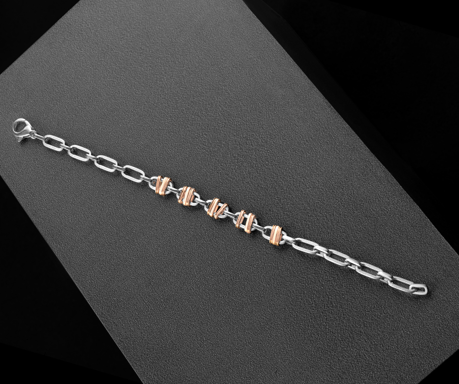 Platinum Dual-Tone Interlinked Bracelet