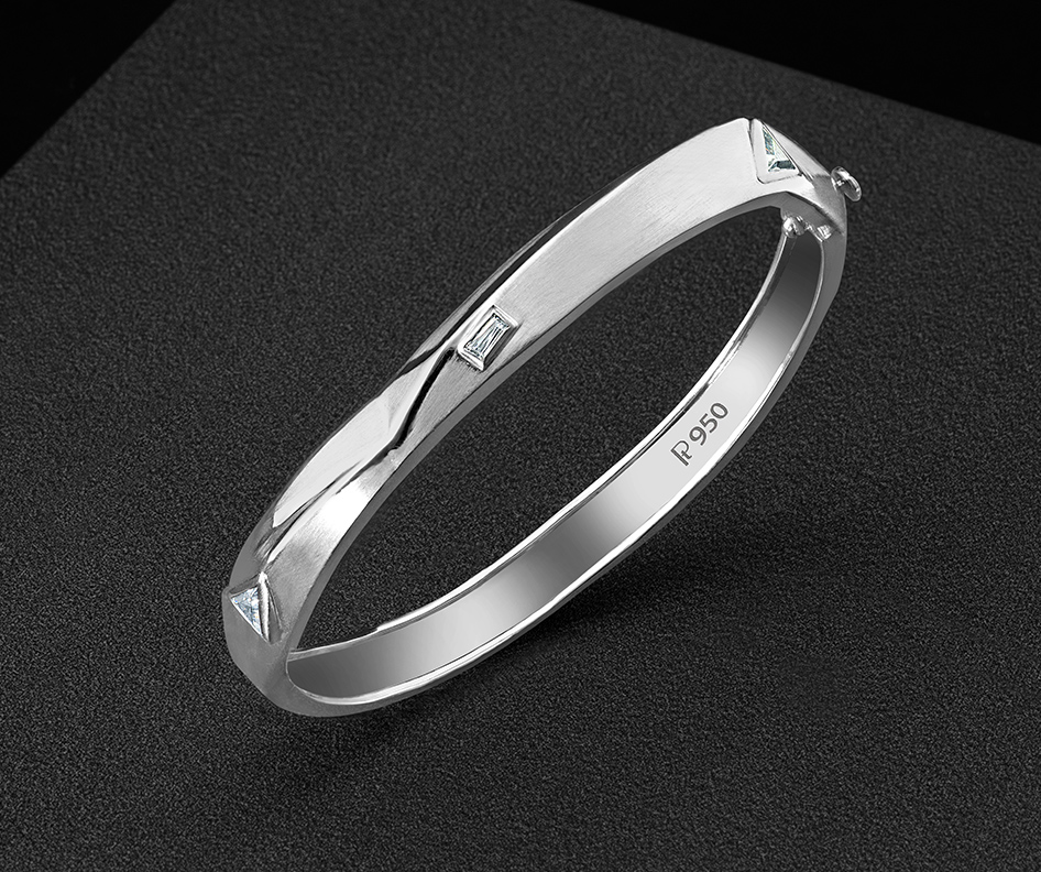 Platinum Bold Angular Bracelet