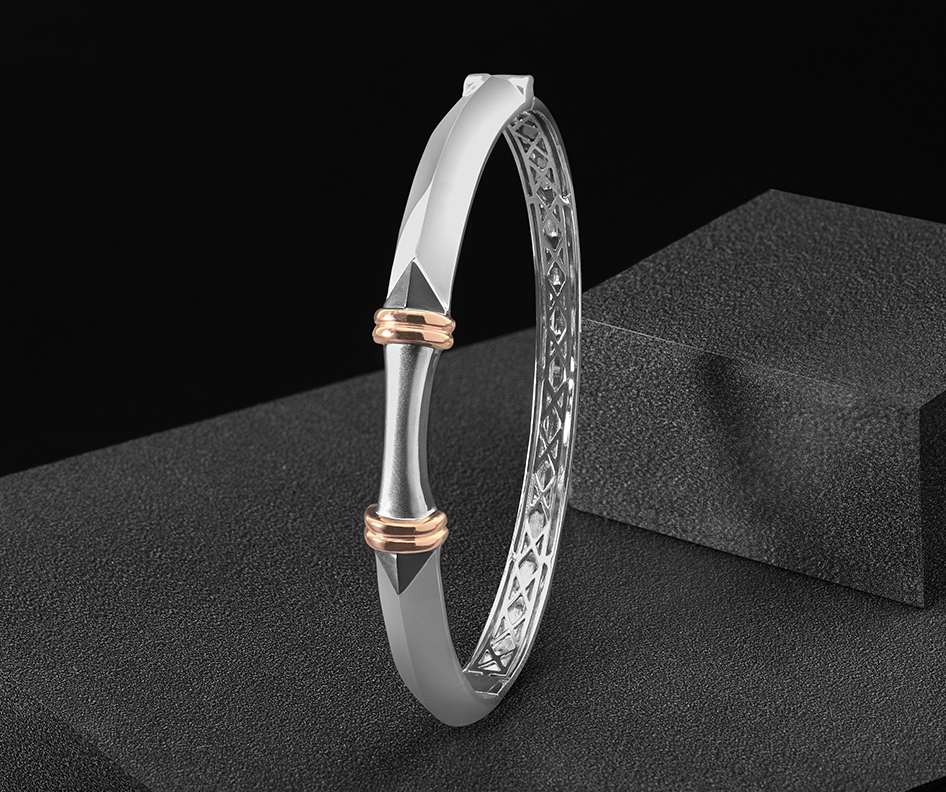 Platinum Curved Dual-Tone Centre Wristwear