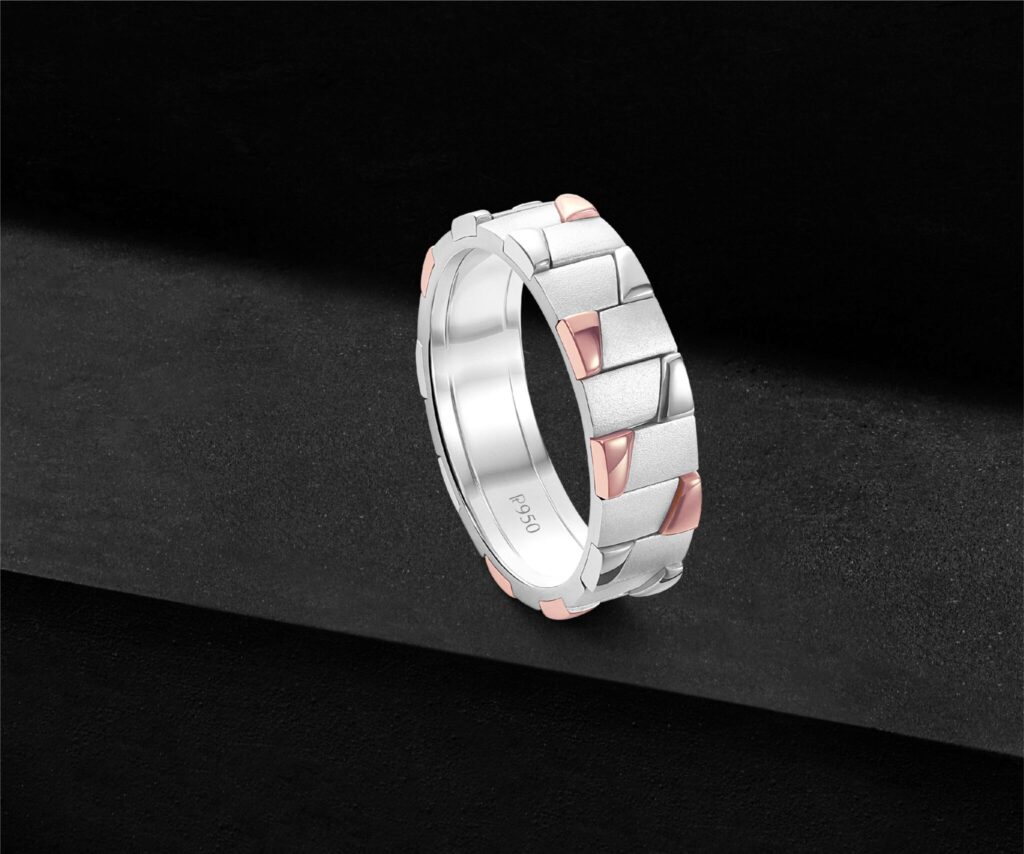 Platinum Dual Tone Geometric Ring